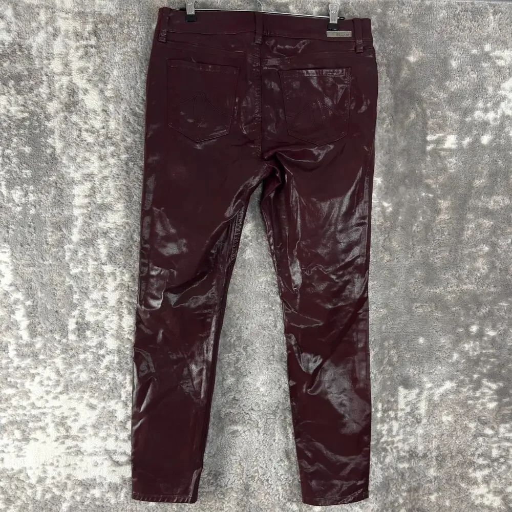 Level 99 Size 30/10 Stretch Casual Minimalist Jeans Maroon Button Zip‎